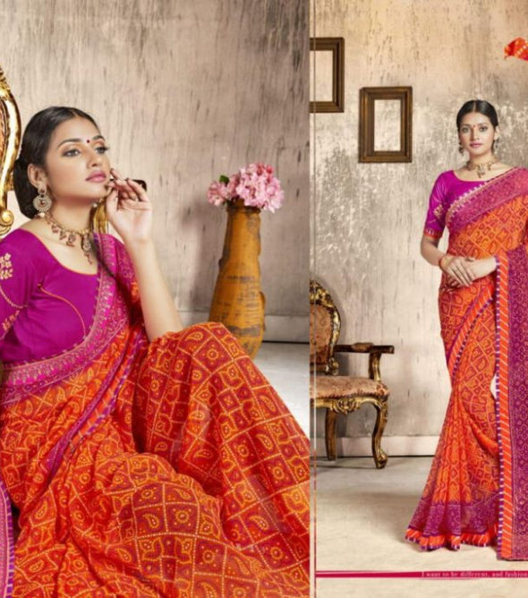 Kessi Chunari Georgette Bandhej Saree Catalog Collection