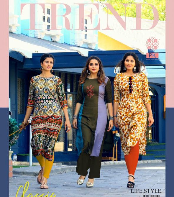 Aradhna PK Lifestyle Vol-3 Rayon Print Kurti Catalog Collection