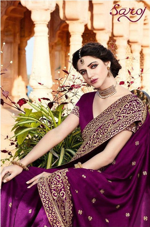 Saroj Morni Vichitra Silk Dyed With Heavy Border Saree Catalog