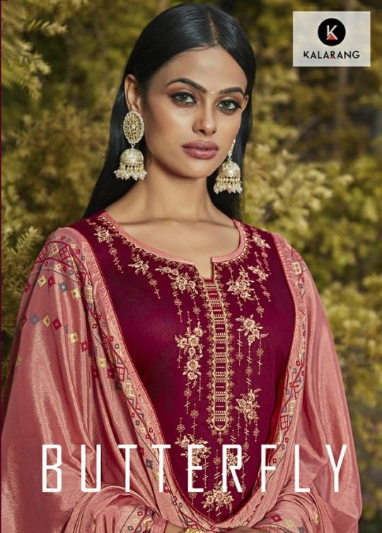 Kessi Kalarang Butterfly Jam Silk Cotton Embroidery Suits Catalog