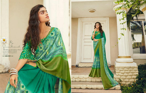 Kessi Megha Chiffon Brasso Print With Viscose Silk Blouse Catalog