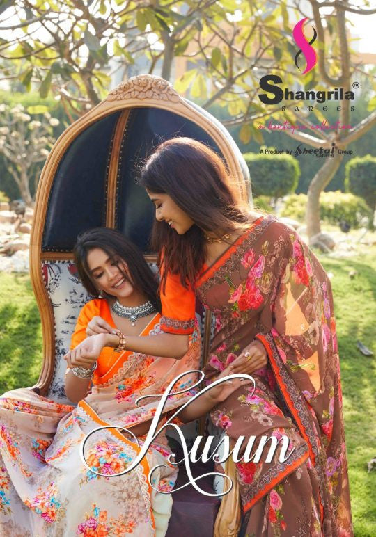 Shangrila Kusum Floral Print Saree Catalog Collection