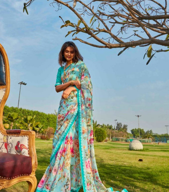 Shangrila Kusum Floral Print Saree Catalog Collection