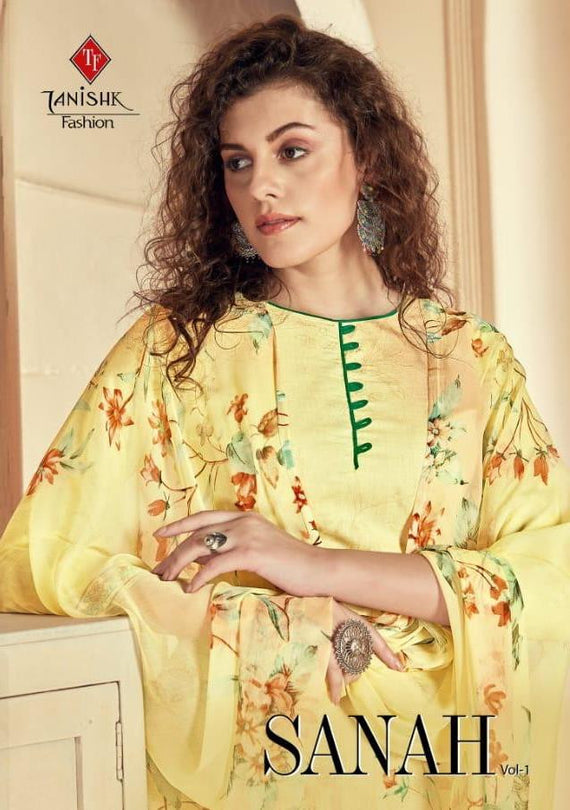 Tanishk Fashion Sanah Vol-1 Lawn Cotton With Mask Suits Catalog