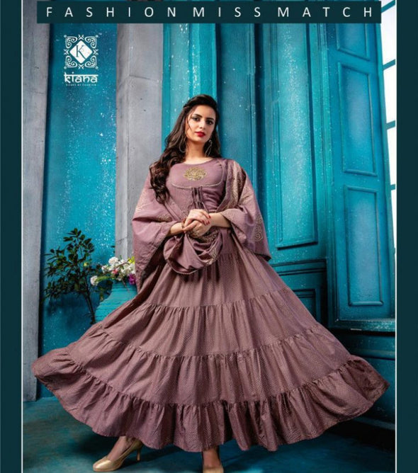 Kiana Crystal Rayon Cotton Gown Type Fancy Kurti Catalog