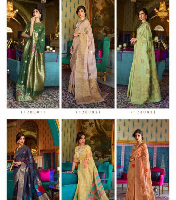Rajtex Kiama silk 128001-128006 Series Saree Catalog