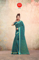 Apple Liva Linen Satin Fabric Saree Catalog Collection