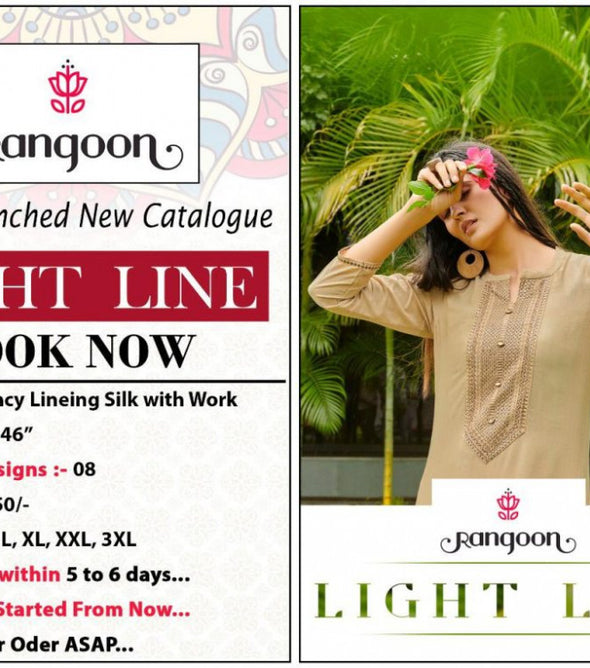 Kessi Rangoon Light Line Fancy Lining Silk With Work Kurtis Catalog