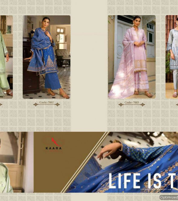 Kaara Suits Nasren Pure Cotton With Heavy Embroidery Work Suits Catalog