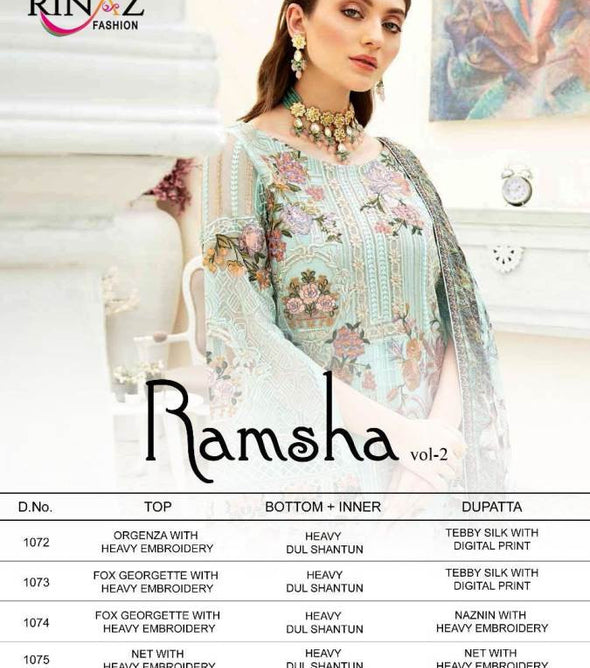 Rinaz Fashion Ramsha Vol-2 Pakistani Style Salwar Suits Catalog
