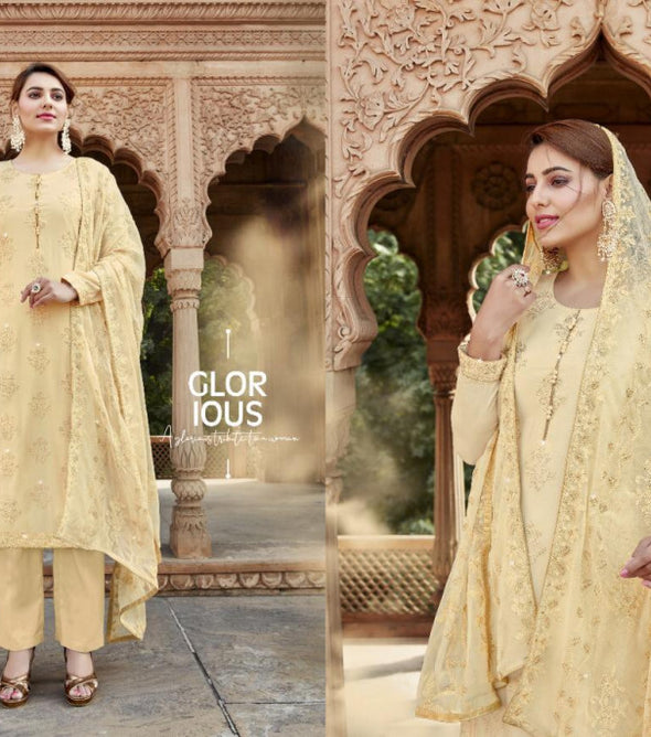 Kala Fashion Zalak Pure Maslin Dyed With Sequance and Thread Work Suits Catalog