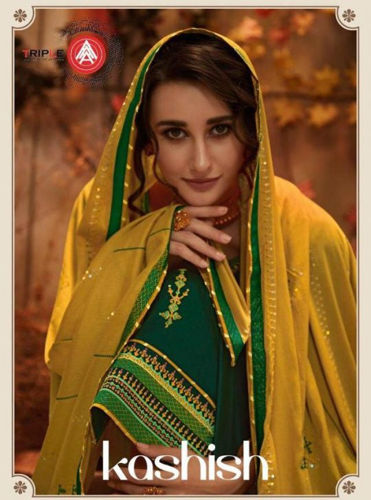 Tripple A Kashish Jam Silk Dress Material Catalog