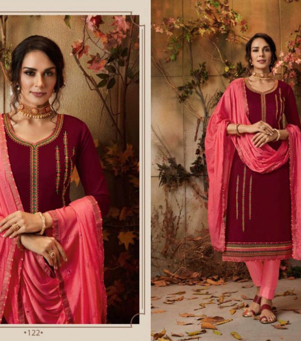 Tripple A Kashish Jam Silk Dress Material Catalog