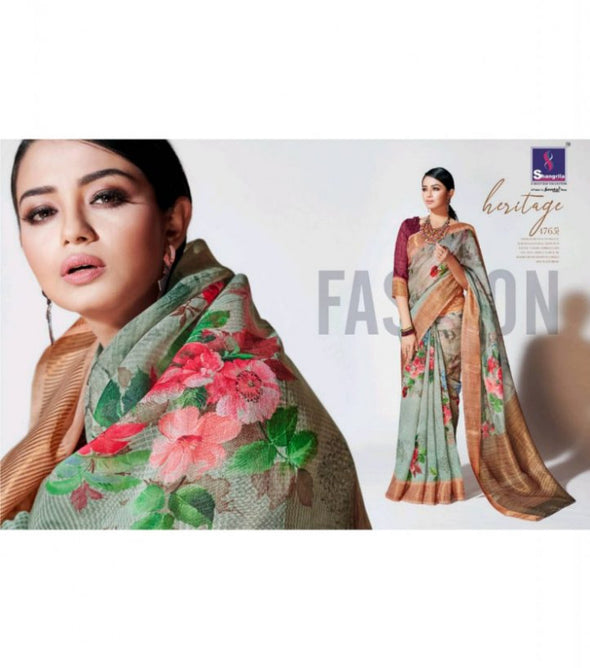 Shangrila Priyanshi Digital Linen Saree Catalog Collection