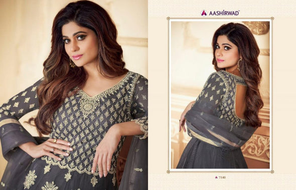 Aashirwad Creation Traditional Net Fabrics Gowns Catalog
