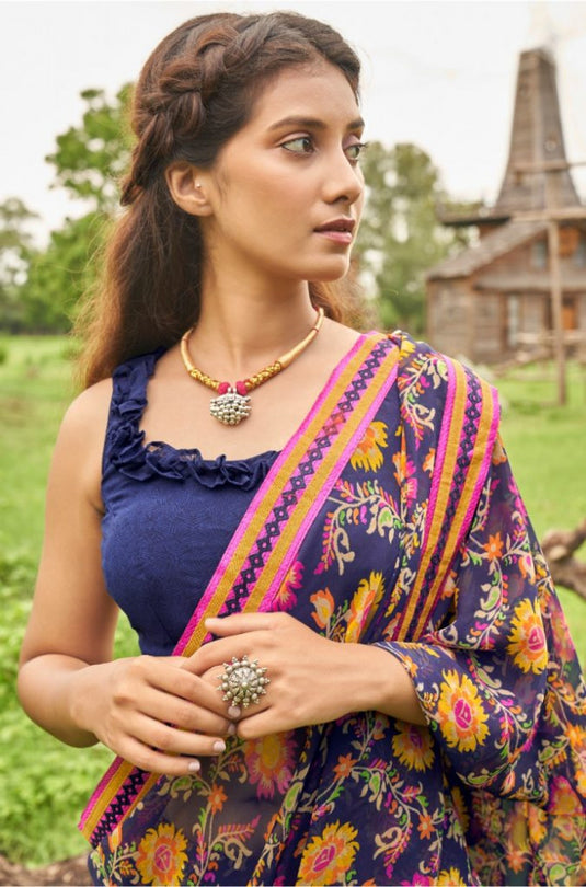 Shangrila Samiksha Georgette Prints With Designer Border Saree Catalog