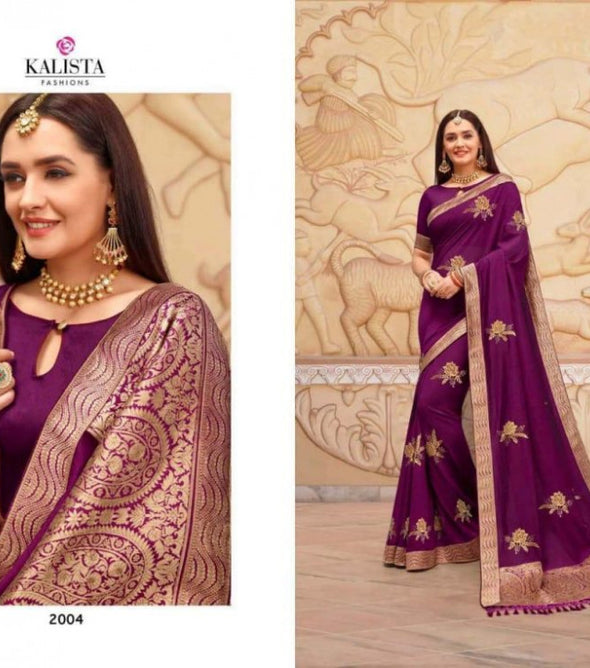 Kalista Fashions Shehnai Vichitra Silk With Swarovski Work Rich Look Saree Catalog