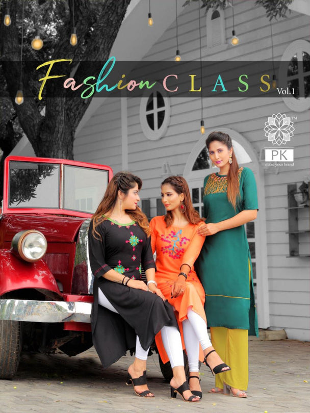 PK Fashion Class Vol-1 Rayon Straight Cut Kurti Catalog Collection
