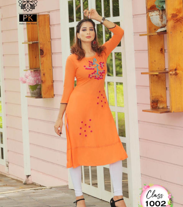 PK Fashion Class Vol-1 Rayon Straight Cut Kurti Catalog Collection