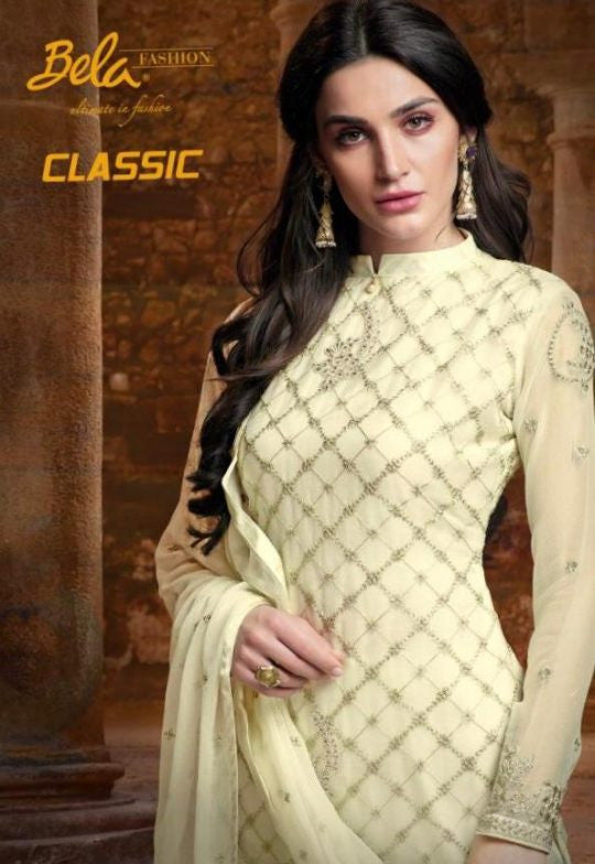 Bela Fashion Classic Pure Chiffon Straight Salwar Kameez Catalog