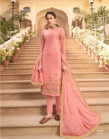 Glossy Simar Suhani Chinon Fabric Straight Salwar Kameez Catalog