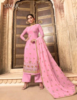 Glossy Simar Suhani Chinon Fabric Straight Salwar Kameez Catalog