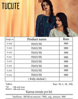 Karma Trendz Tucute 828 Series Kurti With Bottom Catalog