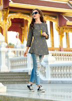 Lymi Originals Lemon Cotton Weaving With Value Addition Short Tops Catalog