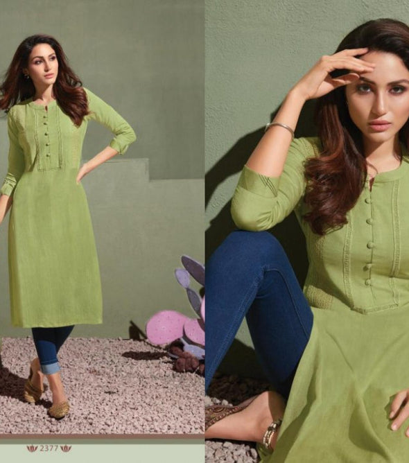 Kessi Rangoon Homerun Slub Rayon With Shifli Work Kurti Catalog