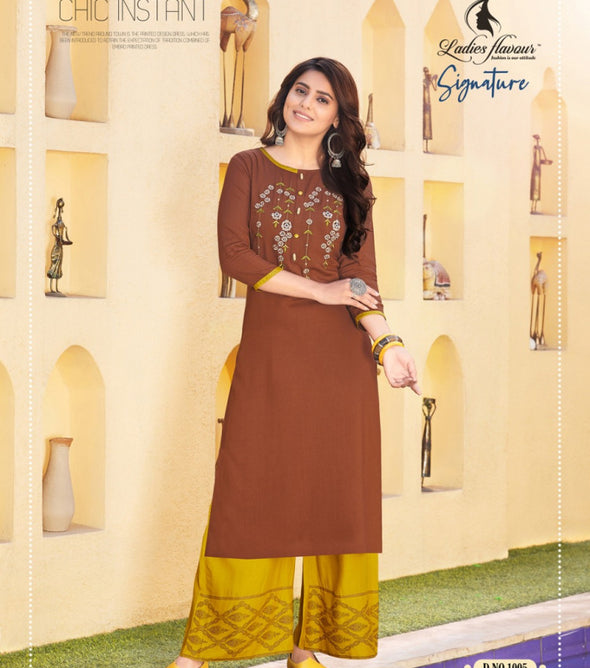 Ladies Flavour Signature Vol-2 Kurti With Bottom Catalog