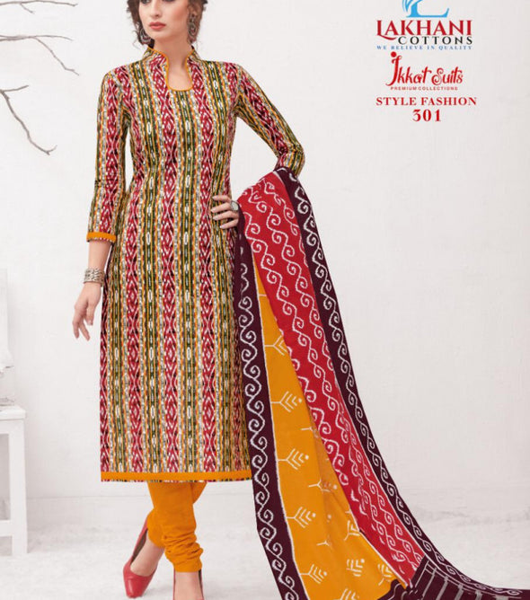 Lakhani Cottons Ikkat Suits Vol-5 Printed Cotton Suits Catalog