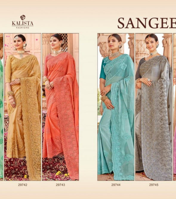 Kalista Sangeet Reach Look Party Wear Saree Catalog