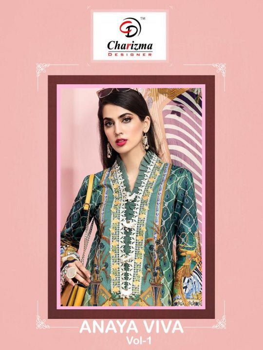 Charizma Designer Anaya Viva Vol-1 Pakistani Style Dress Material Catalog