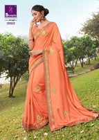 Shangrila Fashion Frame Dola Silk Saree With Designer Embroidery Work And Swarouski Touch Catalog
