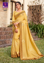 Shangrila Fashion Frame Dola Silk Saree With Designer Embroidery Work And Swarouski Touch Catalog