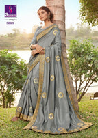 Shangrila Fashion Frame Dola Silk Saree With Designer Embroidery Work And Swarouski Touch Catalog