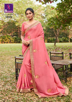 Shangrila Fashion Frame Dola Silk Saree With Designer Embroidery Work And Swarouski Touch Catalog