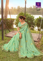 Shangrila Fashion Frame Dola Silk Saree With Designer Embroidery Work And Swarouski Touch Catalog