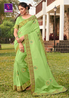 Shangrila Fashion Frame Dola Silk Saree With Designer Embroidery Work And Swarouski Touch Catalog
