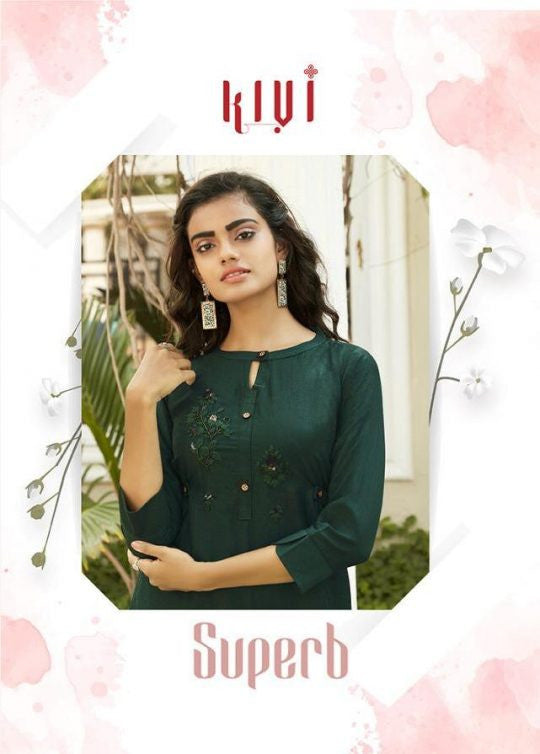 Kivi Superb Lining Silk With Hand Work Kurti With Botton Catalog