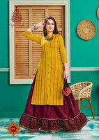 Kajal Style Fashion Galaxy Vol-1 Rayon Print Kurti With Sharara Skirt Catalog