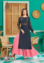 Kajal Style Fashion Galaxy Vol-1 Rayon Print Kurti With Sharara Skirt Catalog