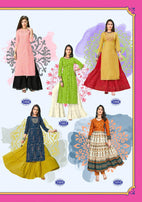 Kajal Style Fashion Galaxy Vol-1 Rayon Print Kurti With Sharara Skirt Catalog