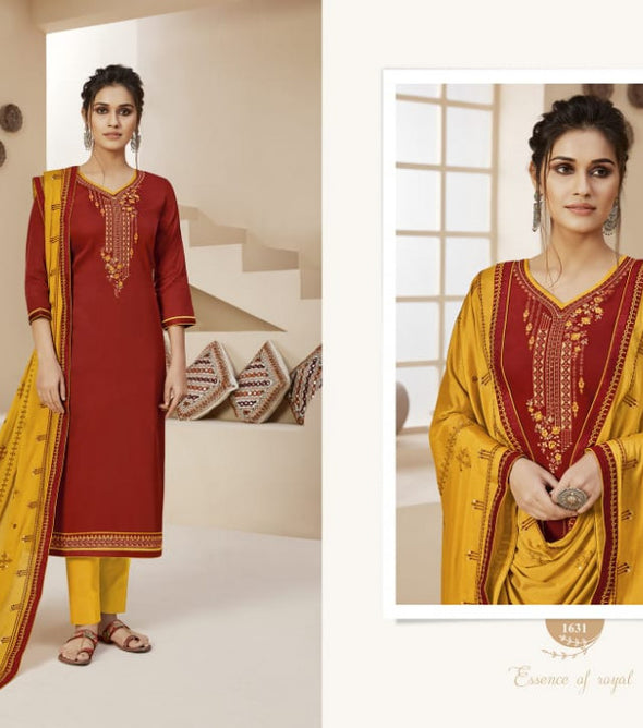 Kalarang Cristy Vol-2 Jam Silk Cotton Embroidery Work Suits Catalog