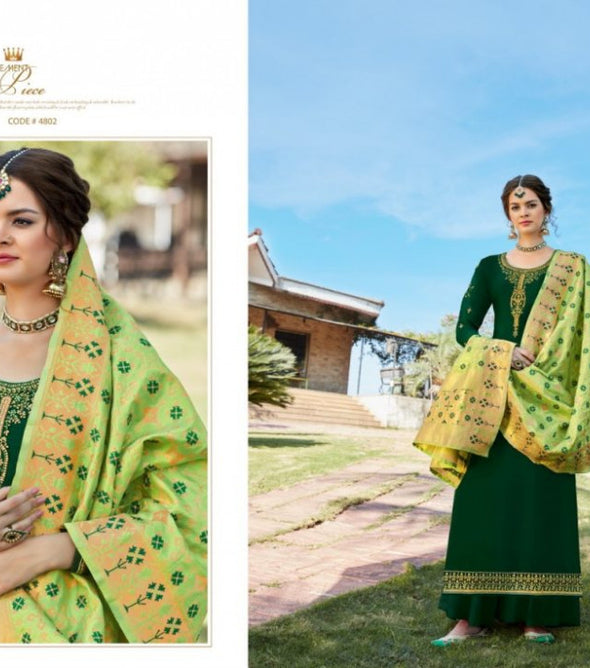 Alisa Amira Vol-14 Banaras Satin Georgette Party Wear Suits Catalog
