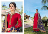 Alisa Amira Vol-14 Banaras Satin Georgette Party Wear Suits Catalog