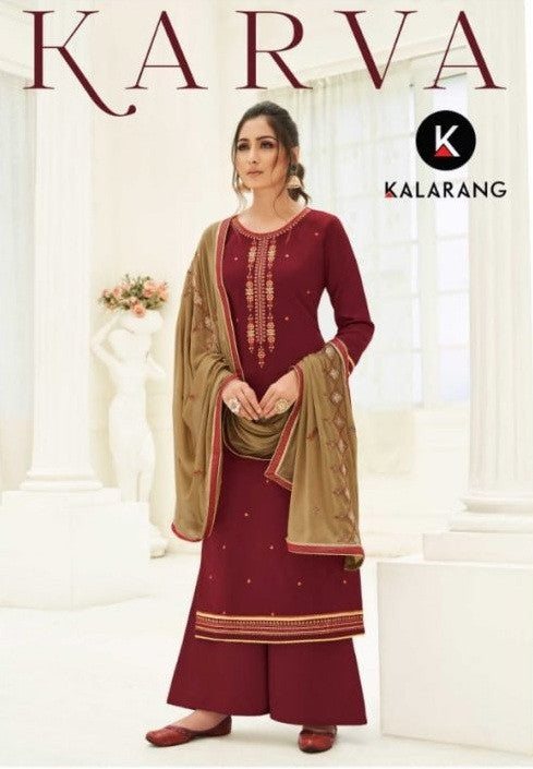 Kessi Kalarang Karva Jam Silk Cotton Plazzo Style Suits Catalog