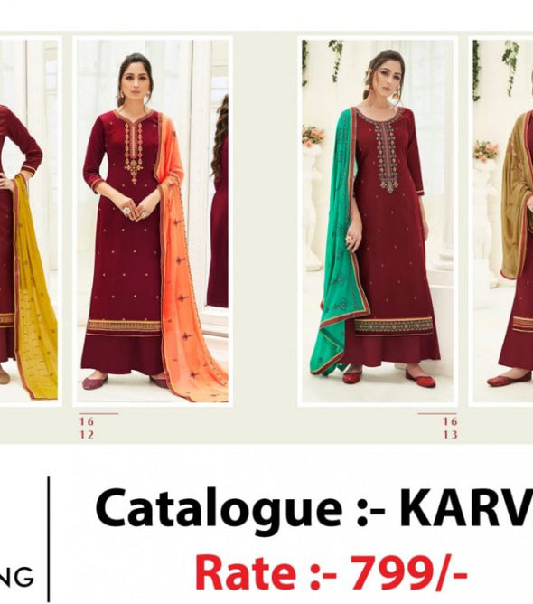 Kessi Kalarang Karva Jam Silk Cotton Plazzo Style Suits Catalog