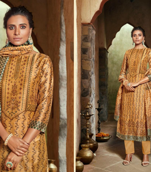 Rani Trendz Kia Chanderi Silk Straight Pattern Suits Catalog