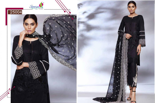 Saniya Charizma Qura Black And White Cambric Cotton  Salwar Kameez Collection